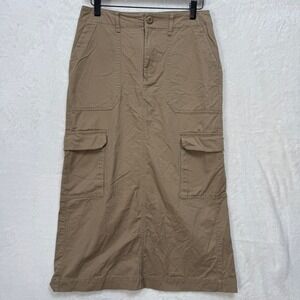 Universal Thread Cargo Skirt Womens 4 Brown Midi Straight Utility Twill Pockets